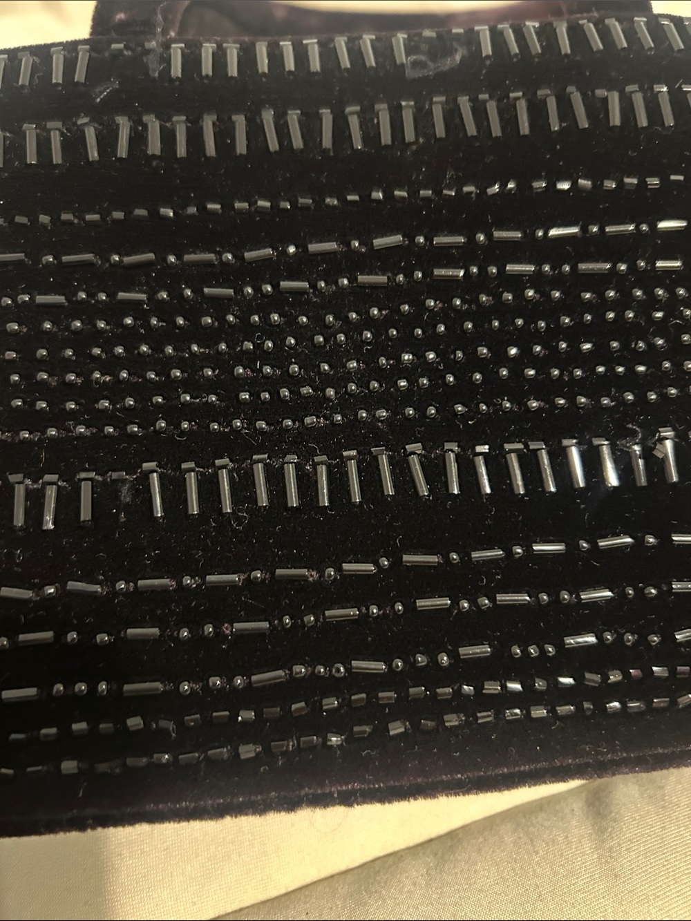 Y2K   Black Beaded Velvet  mini bag